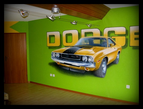US-Car,Dodge,Wandbild,Wohnzimmer gestalten,Wand malen,